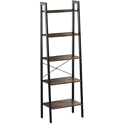 VASAGLE Étagère Vintage en escalier, Bibliothèque à 5 niveaux, Rangement, avec cadre métallique, pour Salon, Cuisine, Vintage, Noire LLS45X
