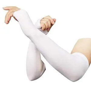 Novelty Hand Gloves, White Skinny fit Unisex Cotton UV Protection Arm Sleeves