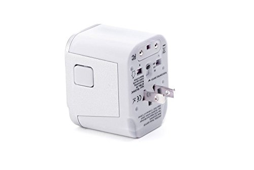 Alles-in-Einem-Weltweit-Universal-Reise-Adapter (Europa, UK, USA, Australien) Internationaler Stecker-Adapter mit USB Ausgängen 2.4A -Weiße und Silber - 4