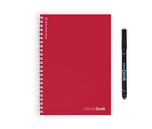 InfiniteBook (By EcoBook) - Cuaderno reutilizable (A5, liso, espirales, incluye bolígrafo negro), rosa