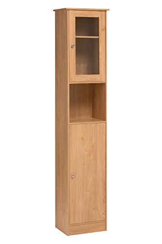 Premier Housewares Portland Tall Cabinet, Oak Veneer