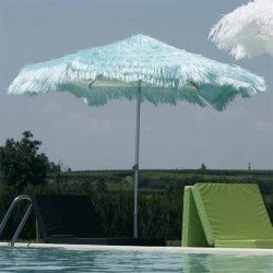 Jan Kurtz Sonnenschirm mit Fransen pink D 200 cm H 115 cm Hawaii Bastschirm - 4