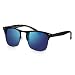 Produktbild Sunglass Junkie Matt Schwarze Herren Sport Clubmaster Sonnenbrille mit Blauen Spiegelglaesern