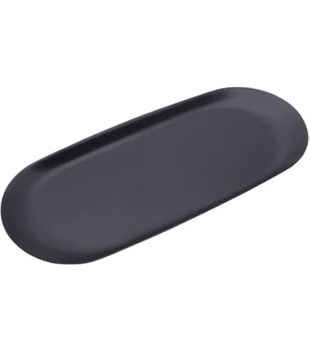 Petit Plateau Ovale En Acier Inoxydable Noir - 23 X 9,5 Cm - Idéal Pour Bijoux, Cosmétiques, Desserts - Déco Moderne