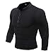 Produktbild OdeJoy Männer Frühling Herbst Solide Causal Oberteile Langeärmel Baumwolle Tshirt Schlank Oben Wild Langarmshirts Persönlichkeit Strickjacke Einreihig Hemd Tops (Schwarz,M)