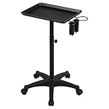 Yaheetech Chariot de Coiffure Hauteur Réglable 69 à 110 cm Trolley pour Salon Cheveux Beauté Spa à Roulettes