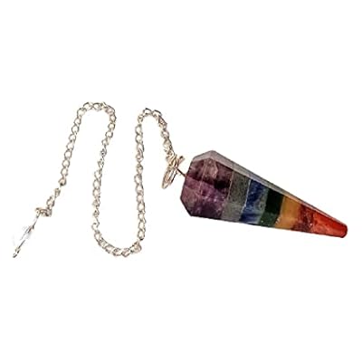 Dowsing Pendulum Healing Crystals Orgonite Crystal Point Scrying Dowser 100% Genuine Gemstone Crystal Pendulum Handcrafted Healing Crystal Gifts,witchcraft Supplies (7 Chakra Gemstone)