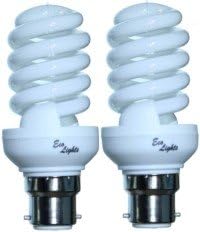 NEW COMPACT MINI RANGE 25 WATT BC DAYLIGHT ENERGY SAVER TWIN PACK BC FULL SPECTRUM (2 BULBS)