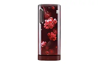 LG 235L Fastest In Ice Making Toughened Glass Shelves Top Freezer Refrigerator (GL-D241ASCD, Red)