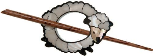 Paradise Exotic Shawl Pin Inlaid Shell Sheep Shawl Pin, Other, Multicoloured, 0.25 x 10.16 x 17.14 cm