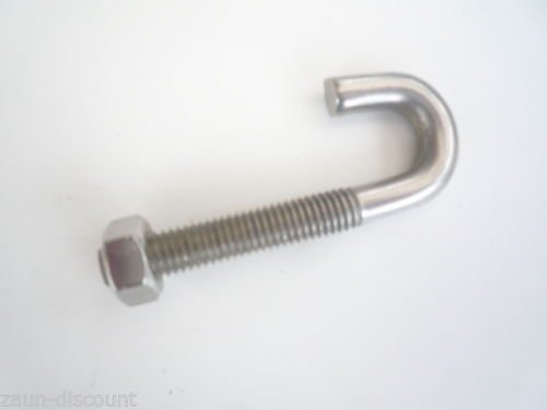 Preisvergleich Produktbild 5 Stück Hakenschrauben 65mm VA Schraubhaken Zaunbefestigung Gitterzaun Doppelstabmatte M8 Zaun Doppelstabmattenzaun