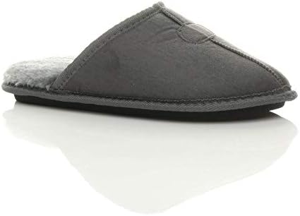 AJVANIMens flat winter fur lined memory foam gift mules slippers house shoes fathers day gift size