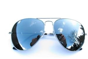 Alpland Okulary przeciwsłoneczne pilotki - duże szkła całkowicie srebrne lustrzane, srebro, Extra Breit