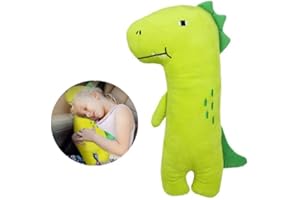 Qchomee Kids Car Seat Pillow Cute Cartoon Neck Head Body Support Cushion for Children Baby Soft Belt Protector Headrest Strap Cover Shoulder Pad Comfort Travel Trip Green Dinosaur, one size
