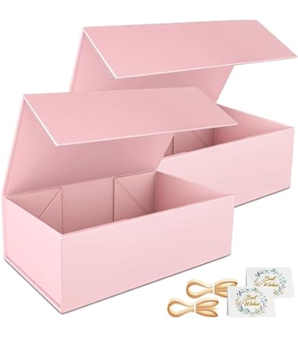 MSLHUB Grande Boîte Cadeau Avec Couvercle Et Nœud - 28x20x9 Cm Noire Pour Anniversaire Mariage Noël