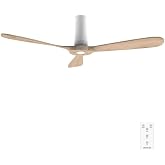Cecotec Ceiling Fan EnergySilence 5400 Classic White&amp;LightWood | Remote Control, 52", DC Motor 40W, 3 Blades, 6 Speeds, Timer