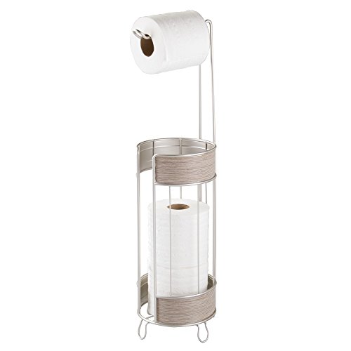 InterDesign 90176EU RealWood Toilettenpapierhalter – Groß, Edelstahl, satiniert/graues Holz-Finish, 18.034 x 17.526 x 63.4746 cm - 3