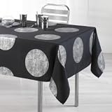100% Poliester L\'Harmonie Du Décor - 1721305, Mantel Rectangular, 150 X 240 Cm, Platine, Poliéster Estampado Plata, Negro