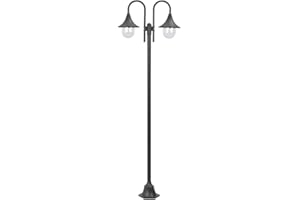 vidaXL Lampadaire de Jardin E27 220 cm Aluminium 2 Lanternes Bronze Terrasse