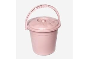 OMS HOME STORE Plastic Bucket with Lid Handle Small Large Storage Bucket Bin Container Measures (10L, Pink)