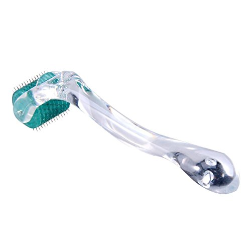 SODIAL(R) 1.0mm Professional Titanium Microneedle 540 Derma Needle Roller for Acne Scars, Face, Body, Hair Loss, Wrinkles, Blackheads, Sun Damaged, Ageing- Daily Care Product, Reducing Blemishes Scars Potholes Cellulite Stretch Marks Uplifting Whitening Regeneration. Transparent Handle & Blue Roller