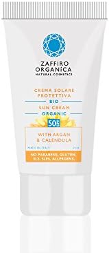 Zaffiro Organica Natural Cosmetics – Sunscreen 50 SPF for Face and sensitive Areas. High Protection Factor Sun Cream with protective Bio Extracts – Moisturizing and protective – vegan – All Skintypes – Unisex – Hypoallergenic – 1Pack (1x30 ml)
