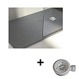 plato de ducha 70 x 80 leroy merlin  Plato de ducha de resina con carga mineral 70x80 cm Gris cemento