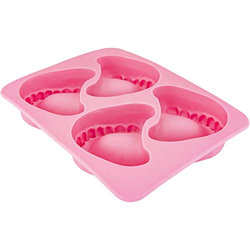Fairly Odd Novelties - Set per cubetti di Ghiaccio a 4 vani, Modello Denti, Rosa
