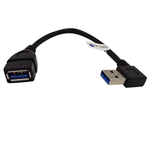 Smays rechtwinkligem USB 3.0 Stecker auf Buchse Verlängerungskabel für Computer, Tablet PC, TV, DVD player und spart Platz (15,24 cm, Schwarz)