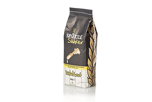 Großes Geschenkset mit 4-Portionen-Spätzle-Shaker gelb, beide Spätzlemehle und Spätzle-Shaker-Kochbuch - 9