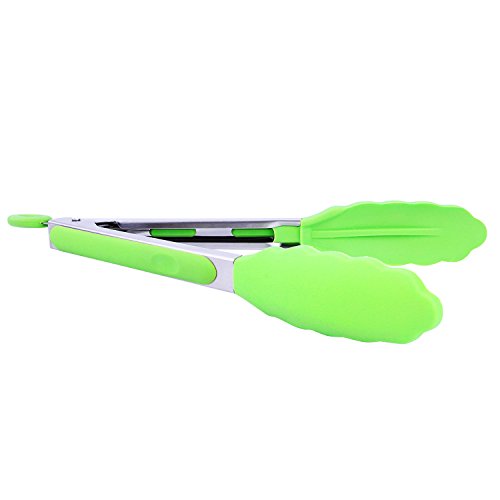 Belmalia Grillzange 23cm, Küchenzange, Servierzange, Silikon, Kochen, Wenden, Fleisch, Steak, Salat, Nudeln, Wok Grün - 2