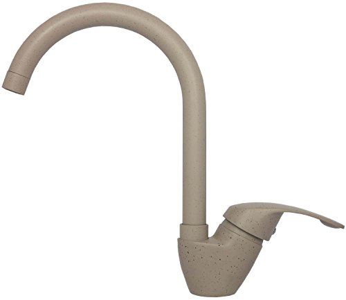 Niederdruck Küchenarmatur Mischbatterie Einhebelmischer Einhandmischer Spültischarmatur Wasserhahn Küchen Armatur Waschbeckenarmatur 360° schwenkbar Untertischgerät in Granit Beige 7019 - 4