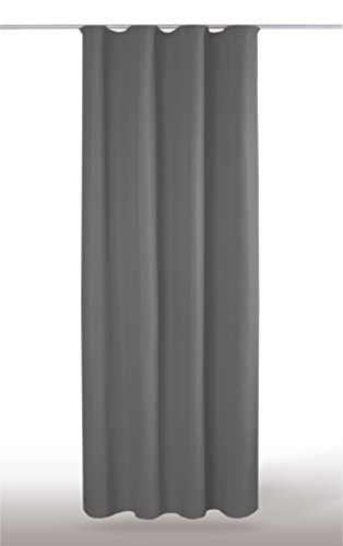 Dekoschal Gardine blickdicht Universalband Kräuselband Microsatin, Auswahl: sandgrau – schlamm 140x245cm - 2