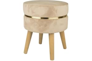VEA SRL Sgabello poggiapiedi Sunshine Beige 35x41,5 cm, Pouf per postazione trucco camera ragazza, Pouf camera make up, Pouf letto Vanity (TIA 55206)