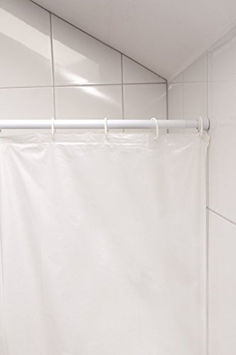 Spannstange Gardinenstange Duschvorhangstange Weiß Metall, ausdrehbar 80-130 cm, vielseitig einsetzbar, ohne Schrauben und Bohren - 2