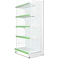 Lukia Slotted Channel Rack Adjustable Iron Rack for Kitchen, Supermarket, Shops and Book Shelf (Wall Rack 6 FEET X 3 FEET) 5 Shelves with 2 Side Net