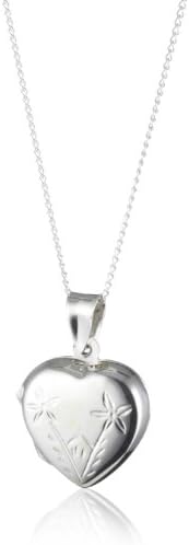MiChic Silver Heart Shaped Flower Engraved Locket