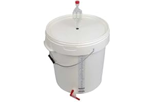 GASTRO BRENNECKE - SEIT 1984 - Gäreimer 30L 30 Liter komplett mit Gärröhrchen & Ablasshahn, Gärbehälter für die Vergärung von Bier, Wein machen, Kohl uvm. Zubehör Brauen