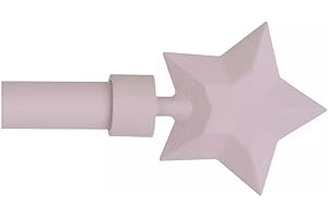 SHABJY Star Extendable Curtain Pole Cute And Cheerful Addition For Your Little Girl's Window Will Add An Elegant Touch To Their Bedroom Comes Complete Star-Shaped Finials And Fittings - Pink 120-210cm