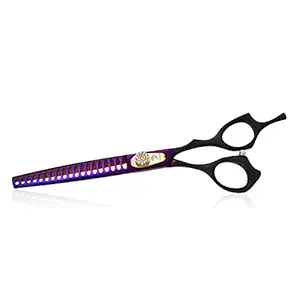 TIJERAS 440C Straight Cutting Scissor Chunker Shear Pet Grooming Thinning Shear Hair Cutting Scissor for Hair Trimming Japanese Steel Balde Scissor for Dogs and Cats Thinning Rate 35%-45%