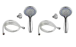 ANMEX MEGA Multi-Function ABS Chrome Plated Handheld Shower with 1mtr ABS Shower Tube and Wall Hook-(Pack of 2)