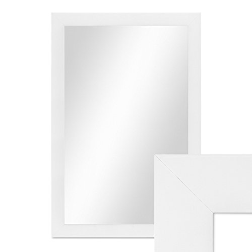 Wand-Spiegel 48x68 cm im Holzrahmen Schlicht Modern Weiss / Spiegelfläche 40x60 cm