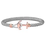 PAUL HEWITT Damen Ankerarmband PHREP Lite mit Nylon Band in Grau und Anker aus IP Roségold PH-PHL-N-R-Gr-M