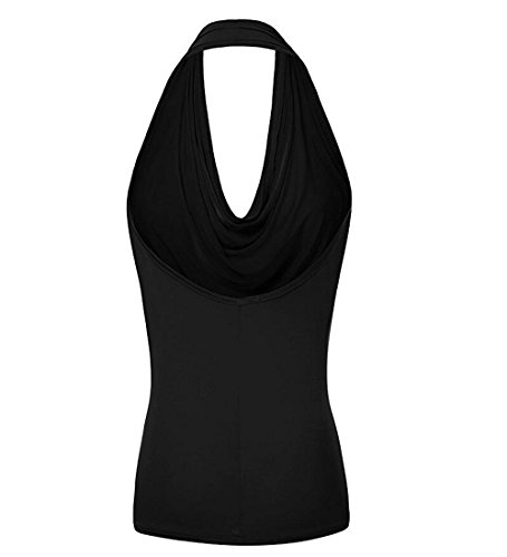 Hippolo Mode-Frauen-Weste-Frauen Sleeveless mit Kapuze Lautsprecher-Damen-T-Shirt (M, Schwarz) - 3