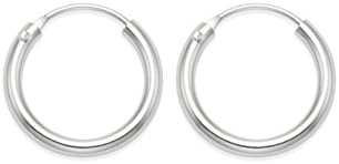 Sterling Silver 12 mm x 1.4mm hinged Hoop Earrings 6225. Gift boxed