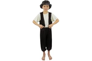 I LOVE FANCY DRESS Boys Poor Tudor Costume - Cream Top, Brown Waistcoat, Brown Trousers and Dark Brown Hat - Perfect for Victorian Dress Up, World Book Day and Other Fancy Dress Events