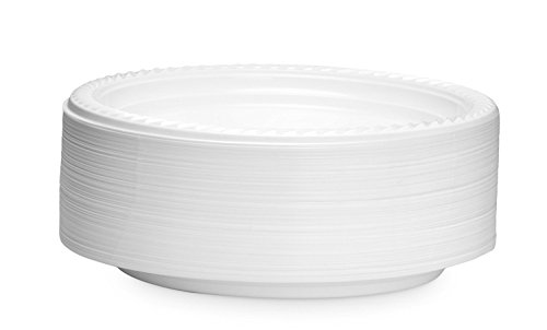 Basix starke Qualität Einweg Kunststoff Plastik Teller/Schüsseln mikrowellengeeignet, weiß, 7 Inch – 18cm - 3