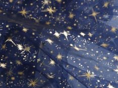 Organza dunkelblau Meterware Sternenhimmel bedruckt Sterne