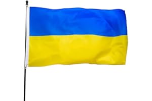 Lot de 4 drapeaux ukrainiens double face, 150 x 90 cm, 14 x 21 cm, tenant un petit drapeau, le pays de défilé soutient l'événement de rallye des fans