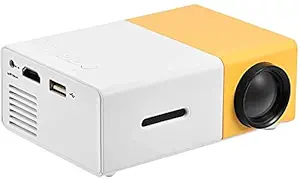 Sanyipace Mini Projector Full HD 1080P LED Projector Home Cinema Theater Indoor/Outdoor Movie Projectors Pocket Projector for Party & Camping Compatible with (White + Yellow)